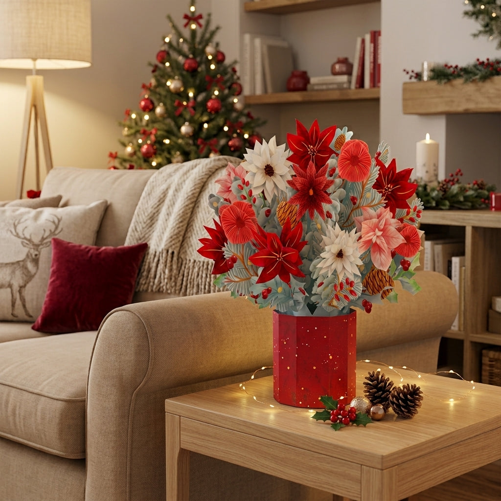 Weihnachtsstern Pop-Up Blumenstrauß