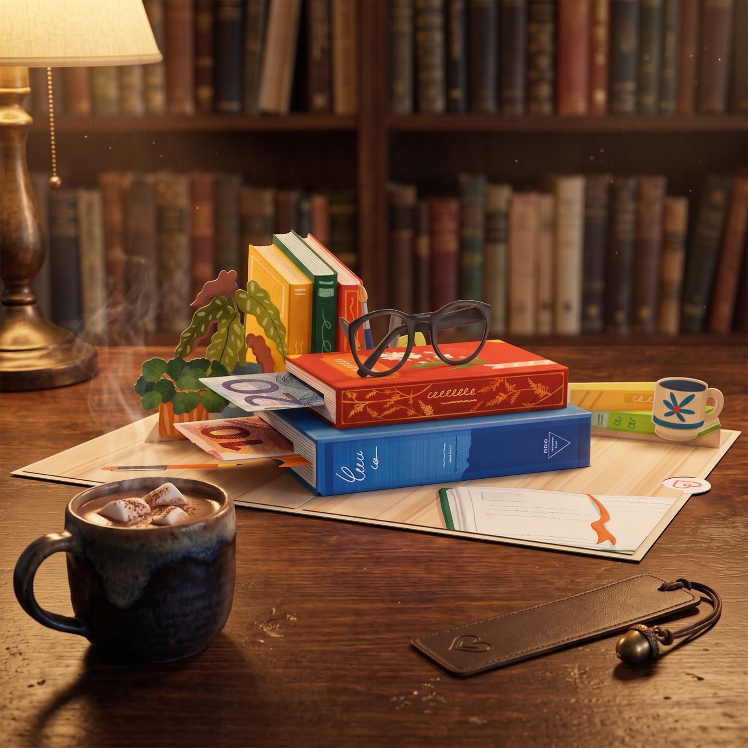 Buchgutschein Pop-Up Karte