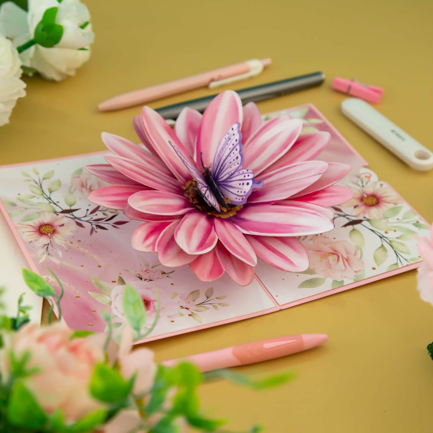 Flower with butterfly Pop-Up Card