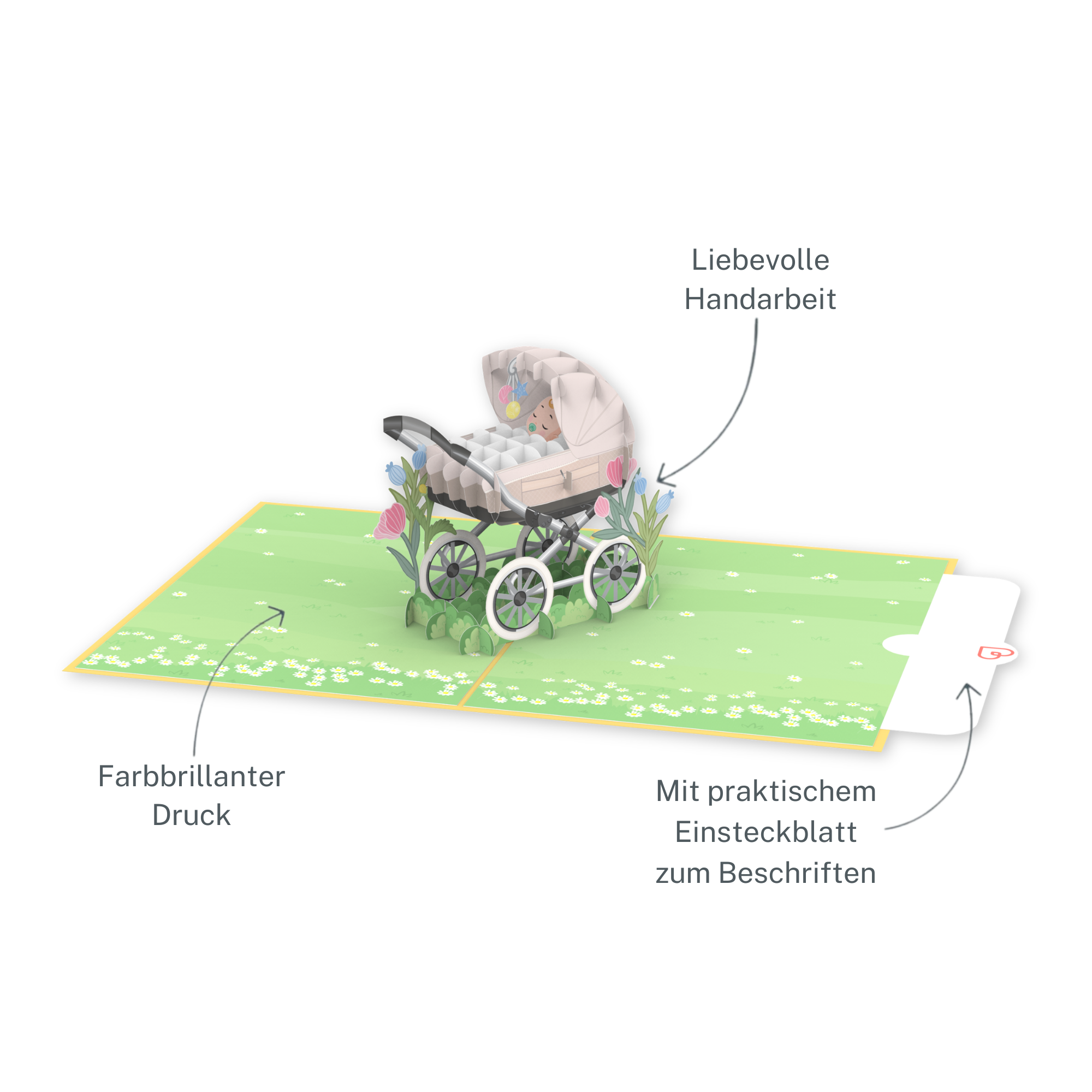 Stroller with baby Pop-Up Card