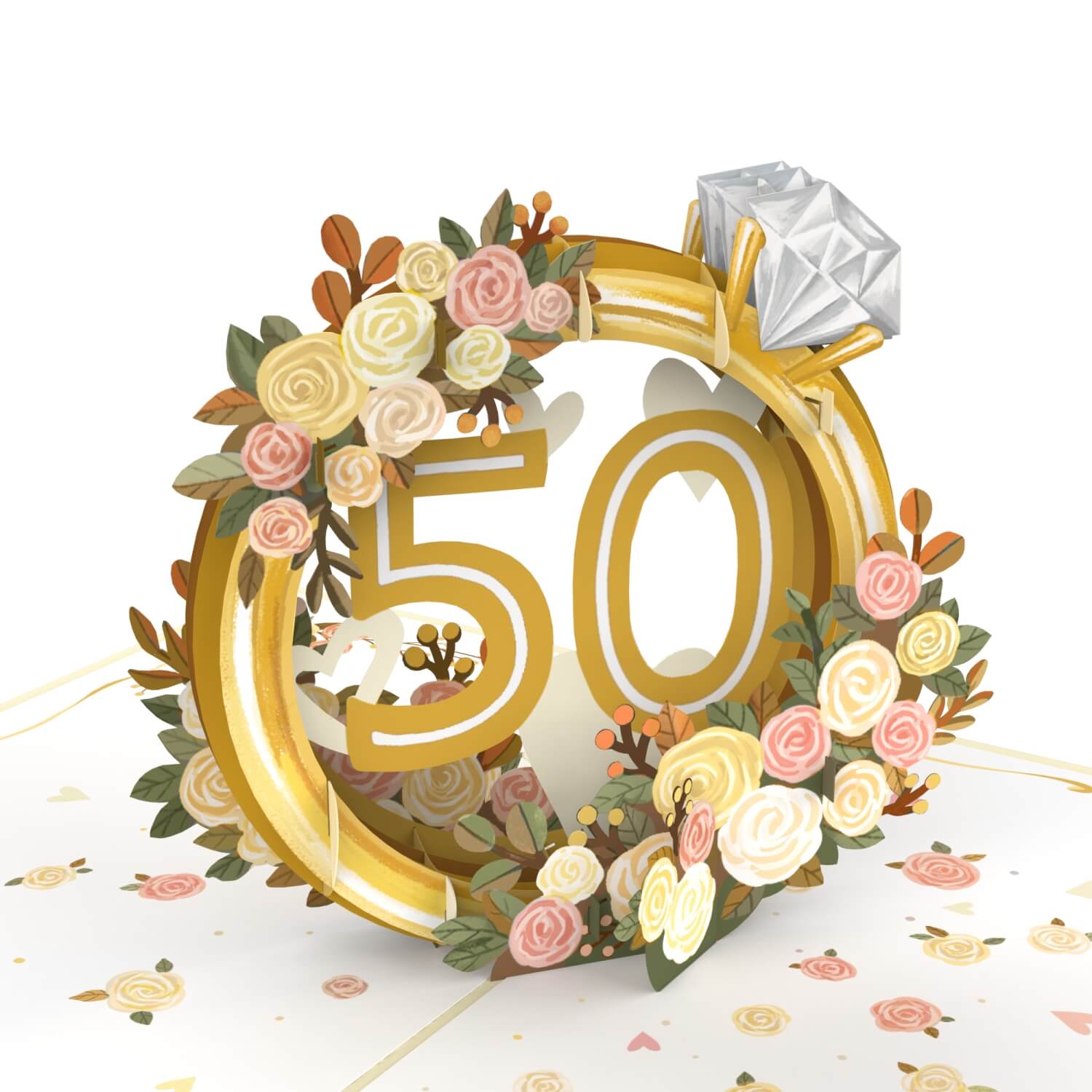 Golden Wedding Anniversary Pop-Up Card