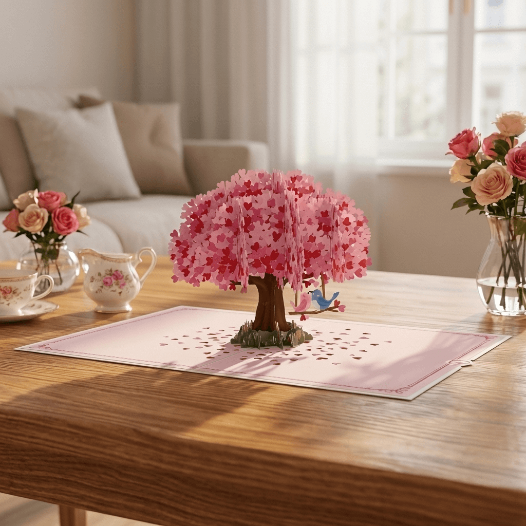 Heart tree with turtledoves Pop-Up Card