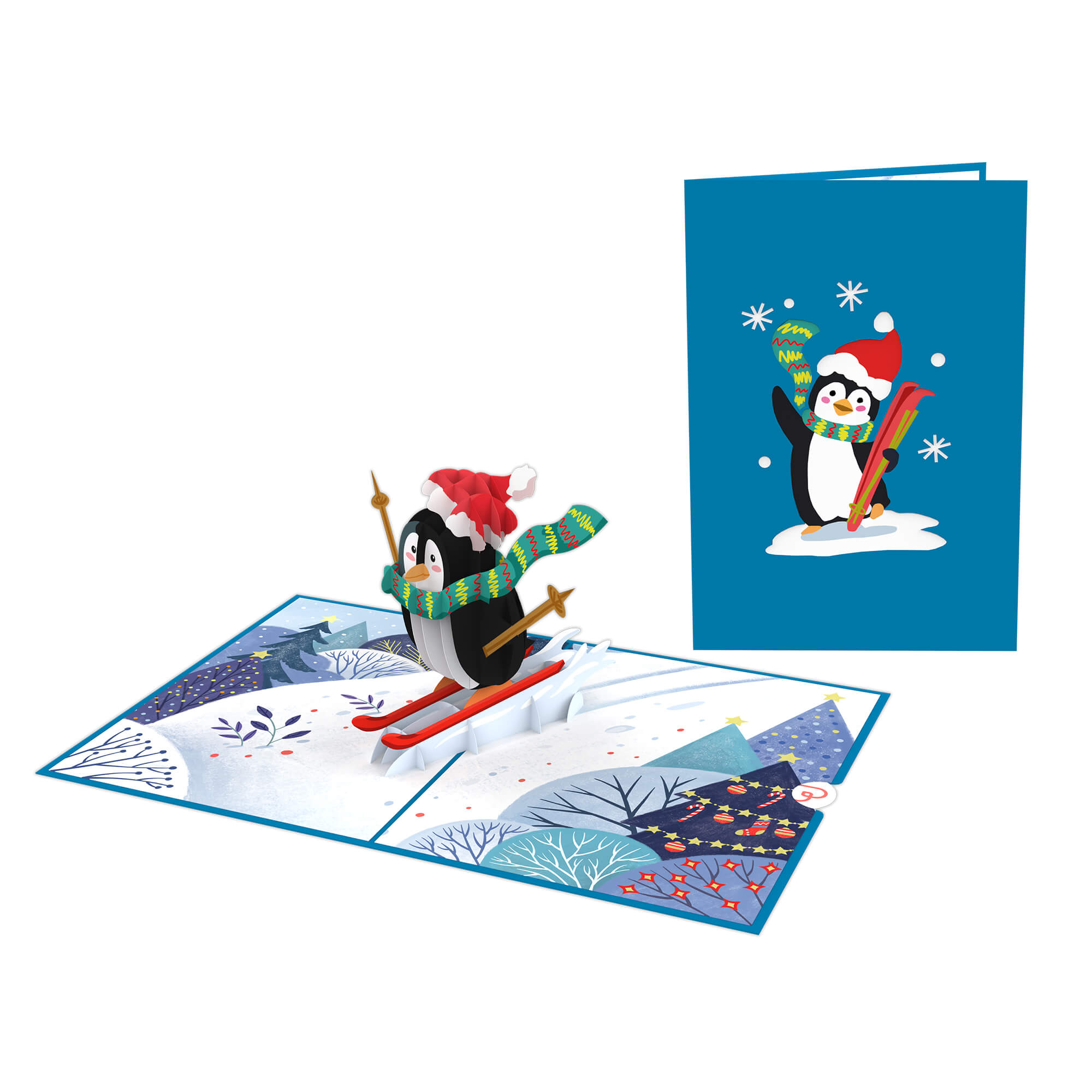 Penguin on ski Pop-Up Card