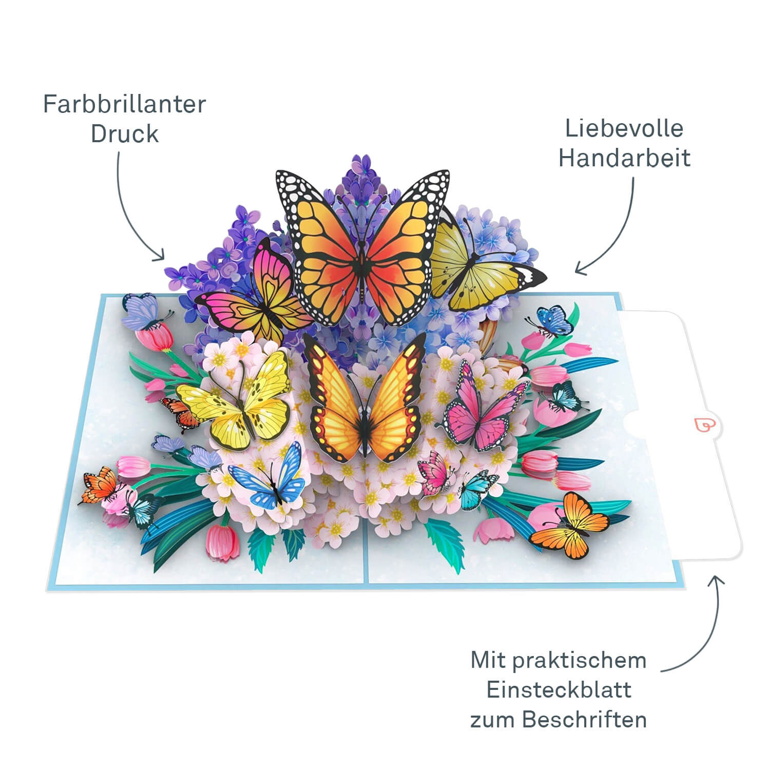 Colorful Butterflies on Flowers Pop-Up Card