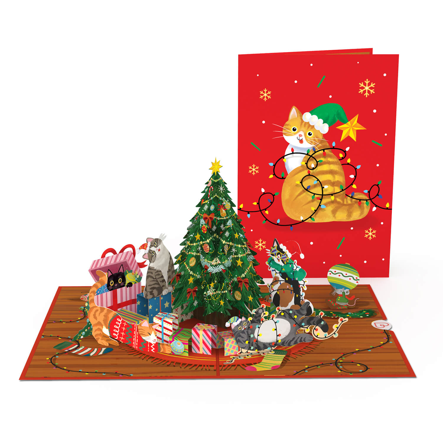 Christmas Tree with Cats Pop-Up Card