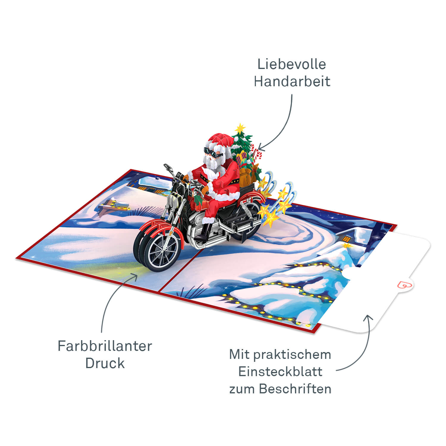 Santa Claus on a motorcycle Pop-Up Card