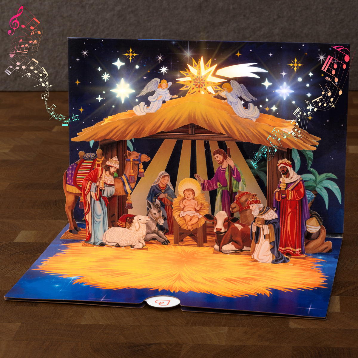 Set of 3 Pop-Up Christmas Cards with Music & Light