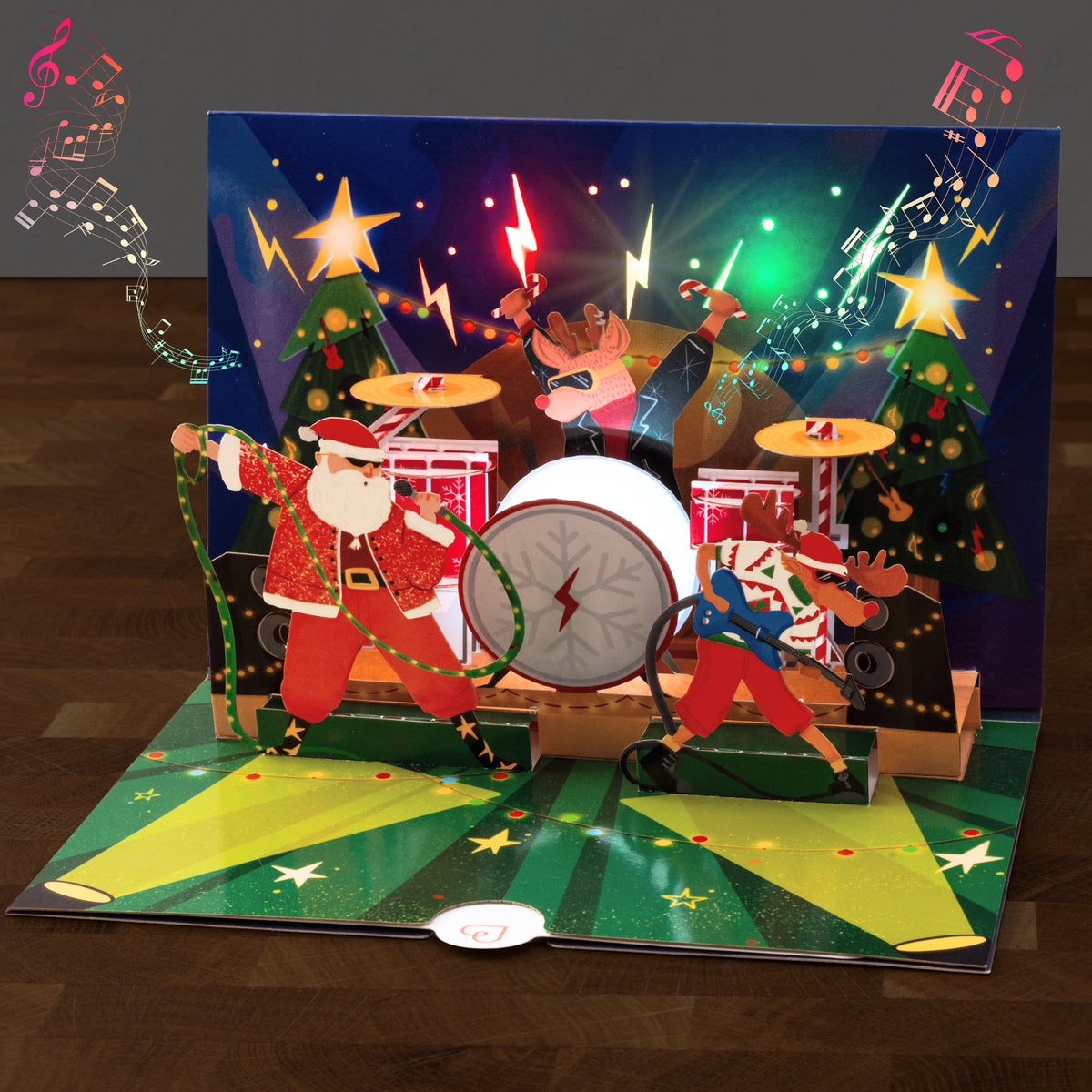 Set of 3 Pop-Up Christmas Cards with Music & Light