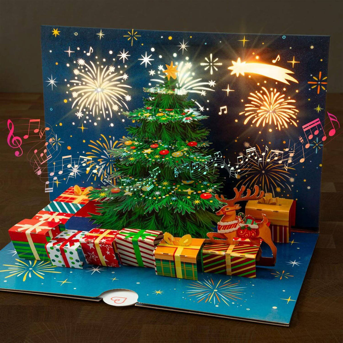 Set of 3 Pop-Up Christmas Cards with Music & Light