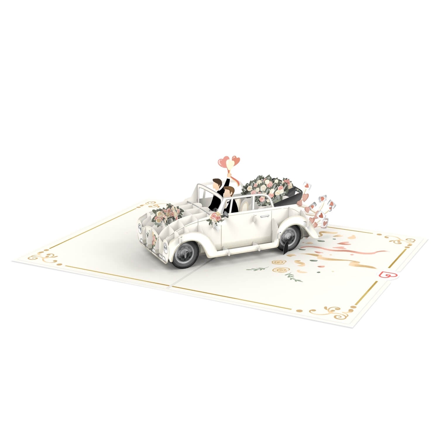 Wedding car with gay couple Pop-Up Card