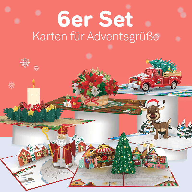 6er Set Pop-Up Karten "Adventsgrüße"