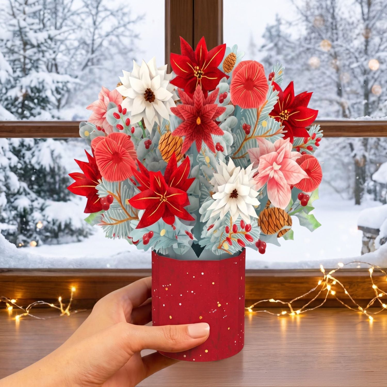 Weihnachtsstern Pop-Up Blumenstrauß