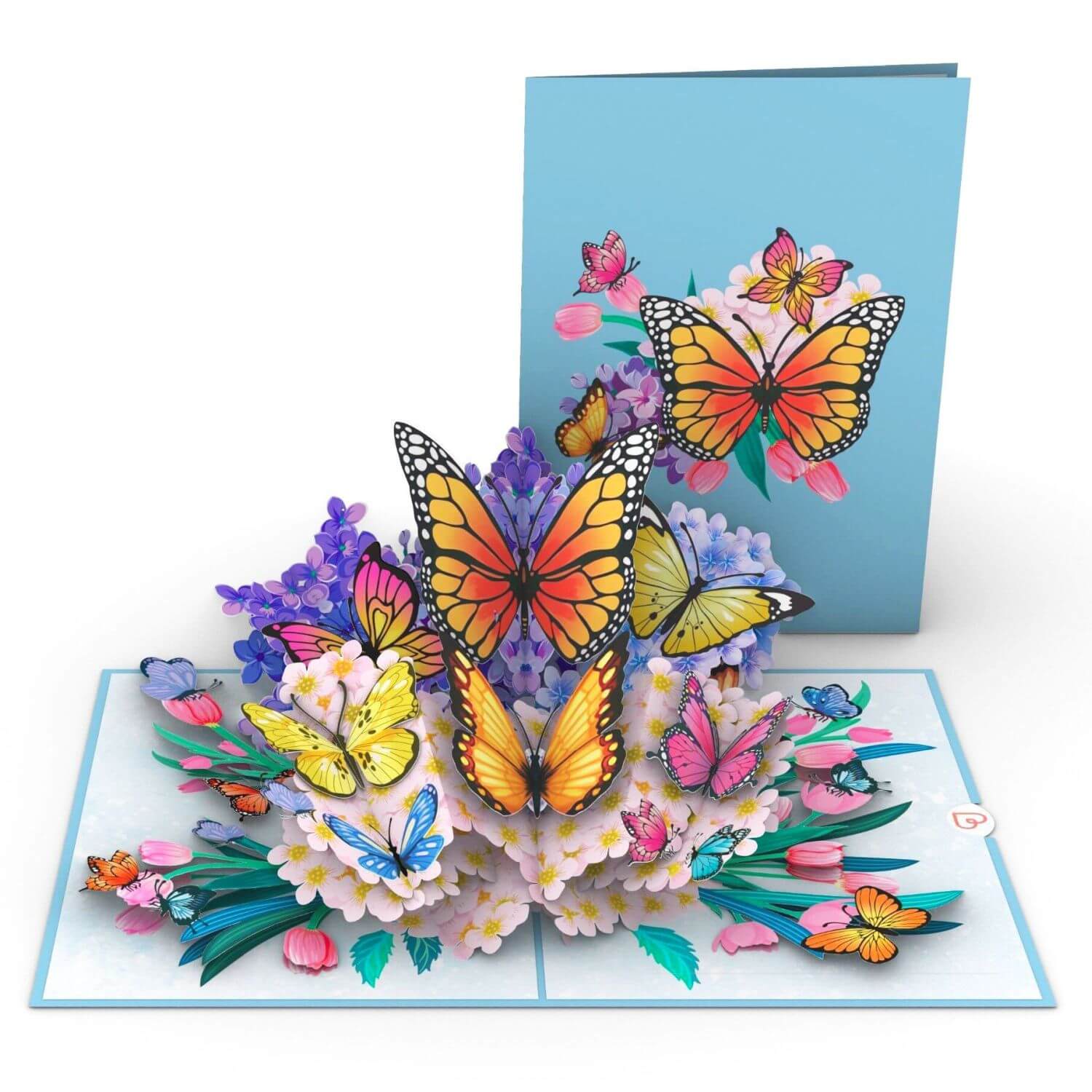 Colorful Butterflies on Flowers Pop-Up Card