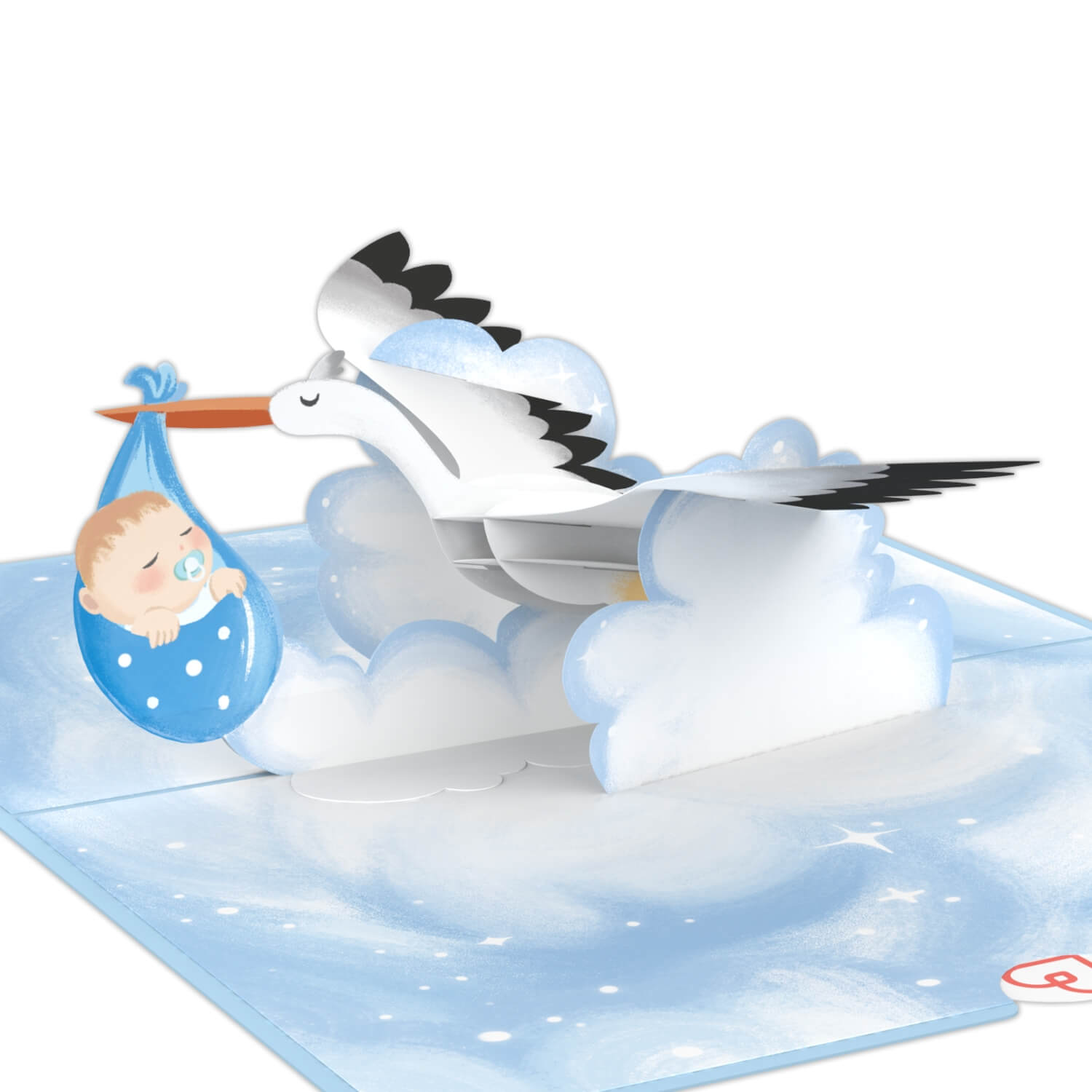 Stork & Baby (Blue) Pop-Up Card