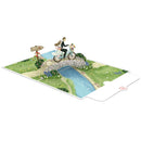 Newlyweds on bicycle Pop-Up Card