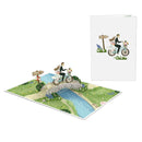 Newlyweds on bicycle Pop-Up Card