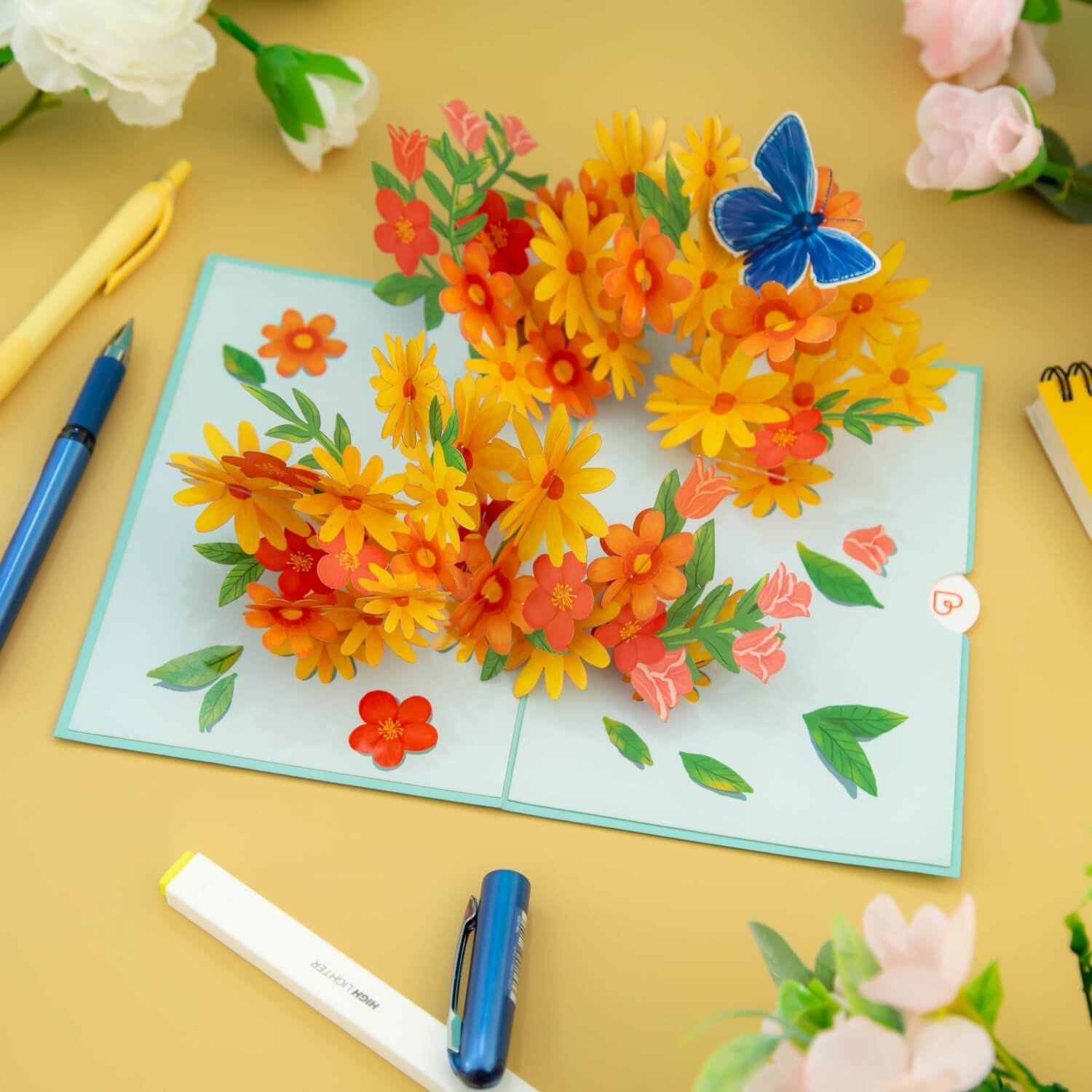 Colorful daisies with butterflies Pop-Up Card