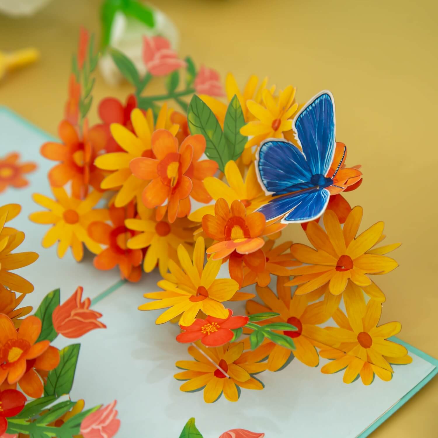 Colorful daisies with butterflies Pop-Up Card