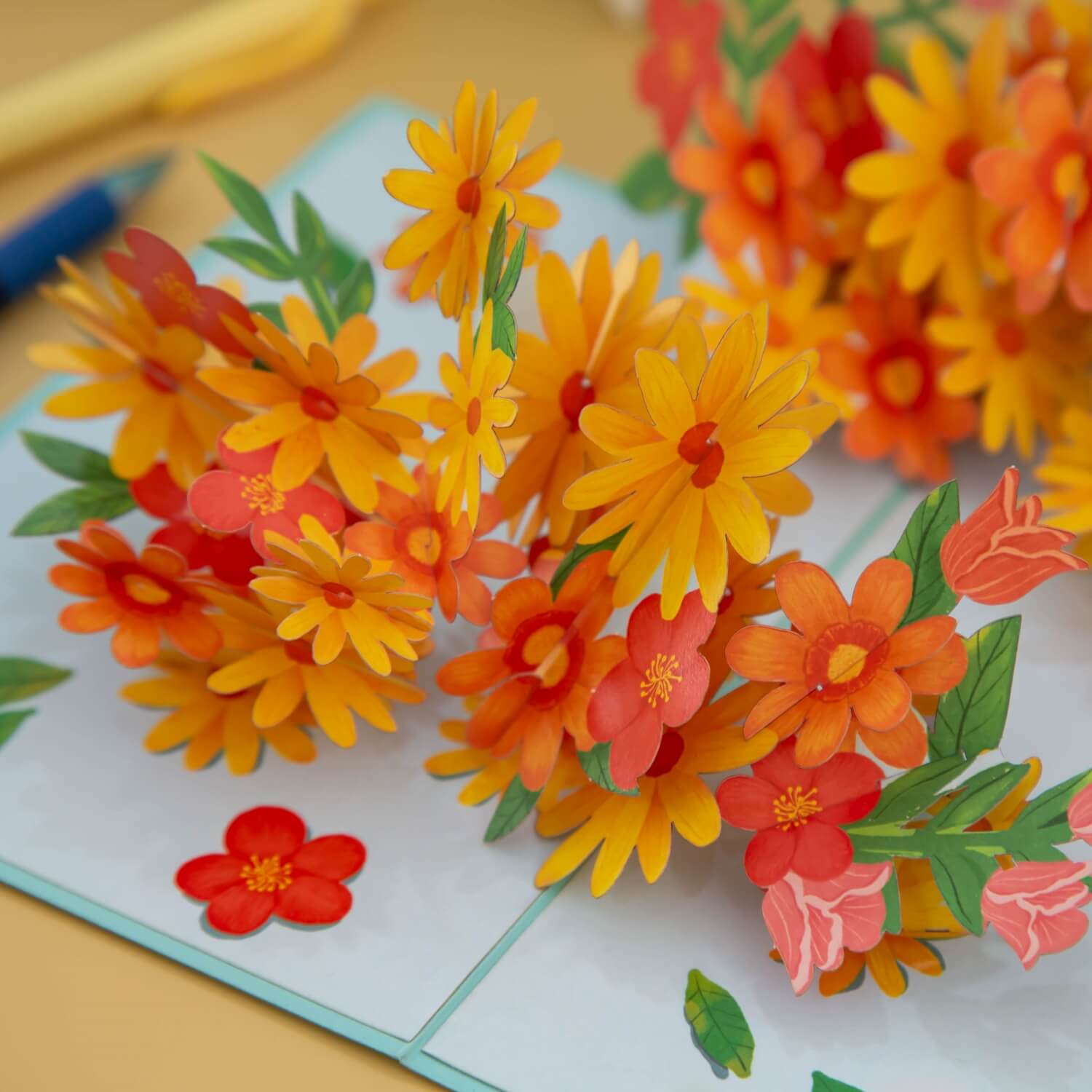 Colorful daisies with butterflies Pop-Up Card