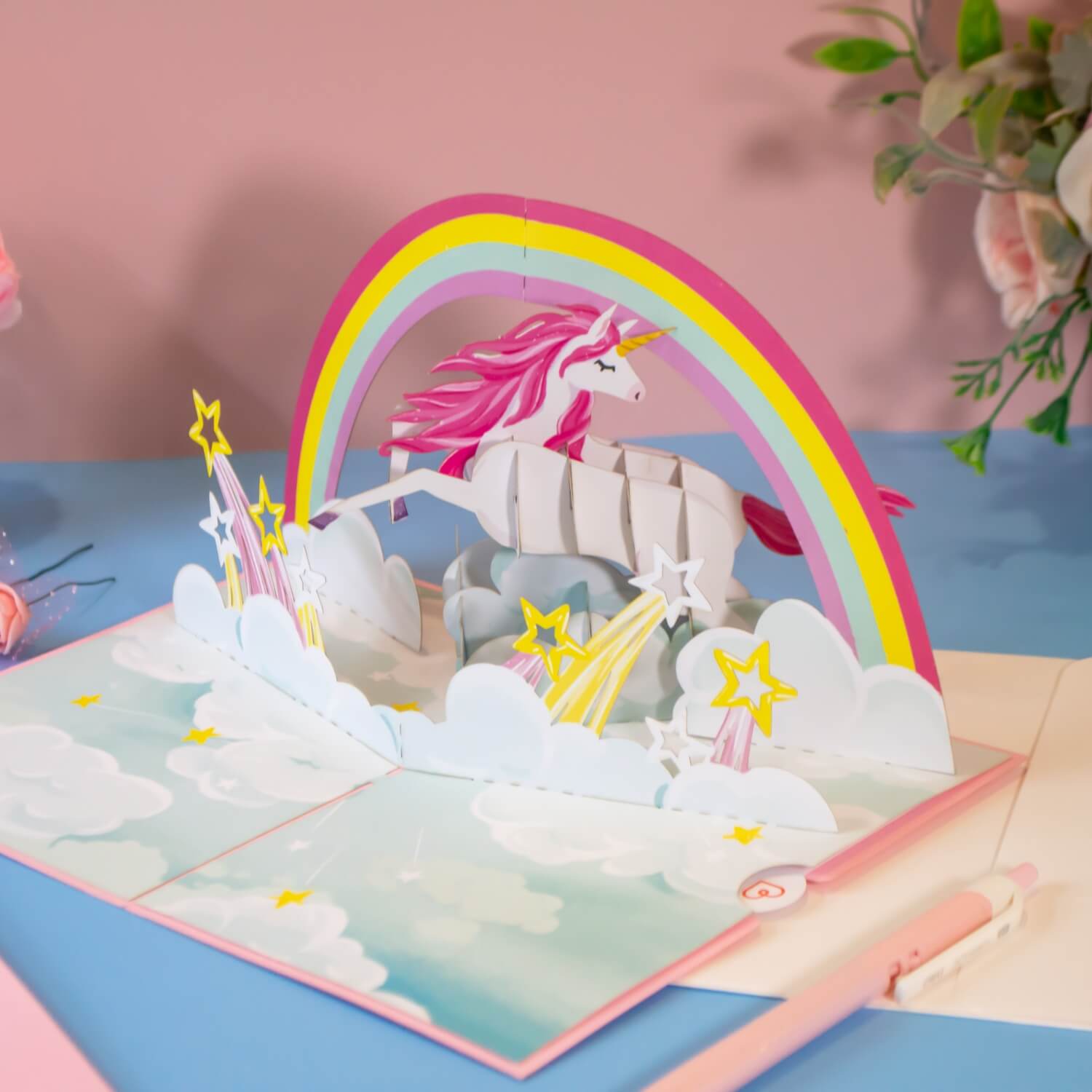 Unicorn with rainbow Pop-Up Card