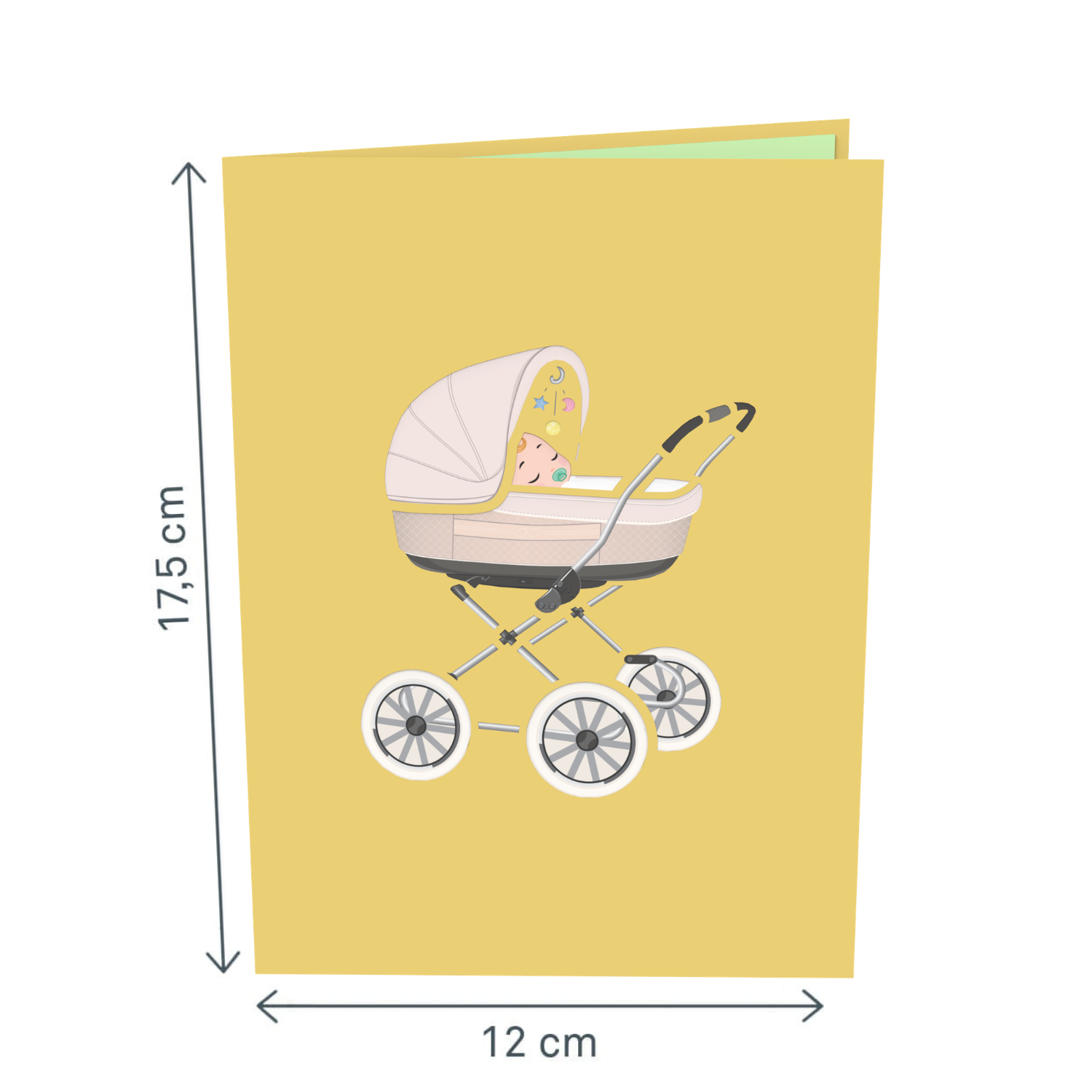 Stroller with baby Pop-Up Card