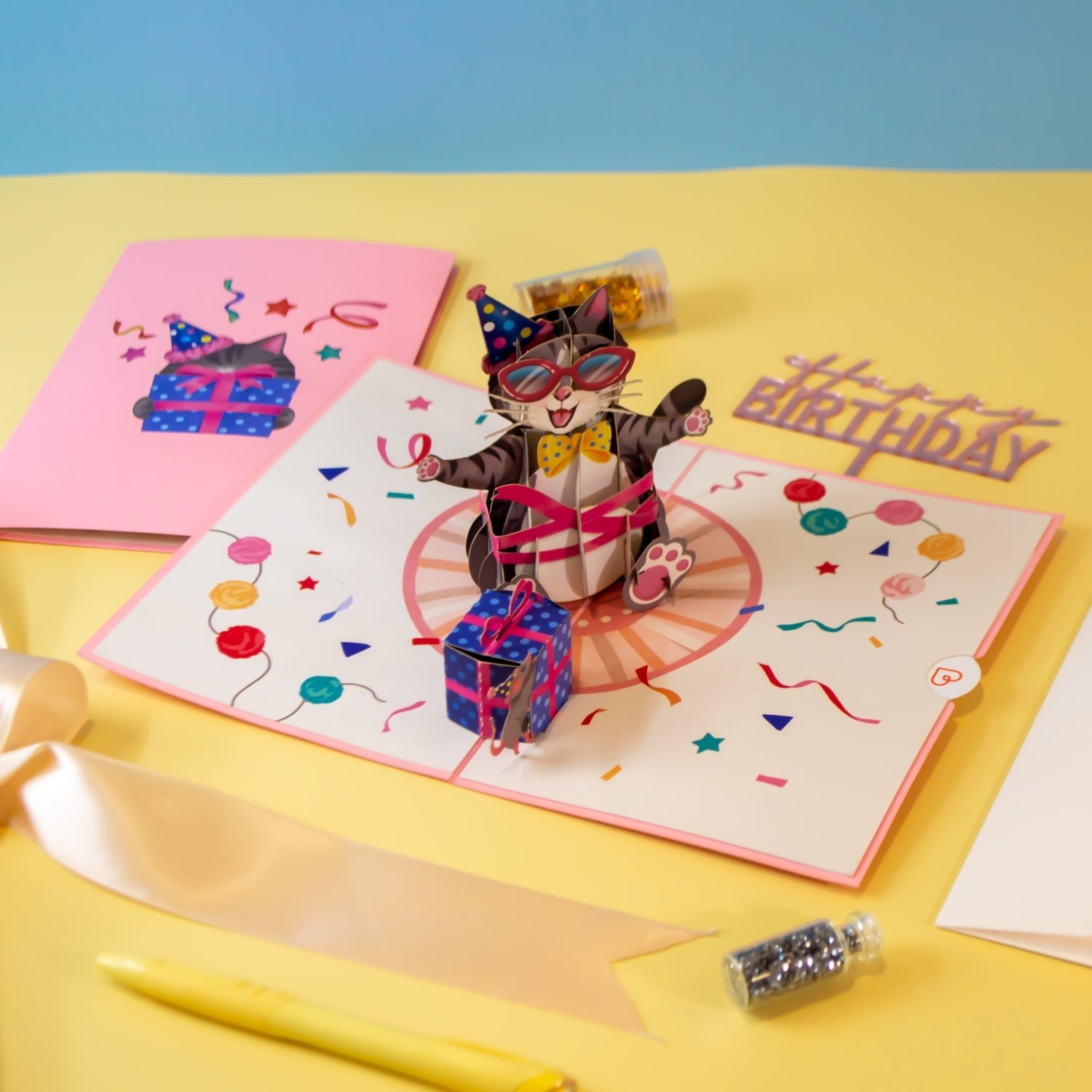 Birthday cat Pop-Up Card