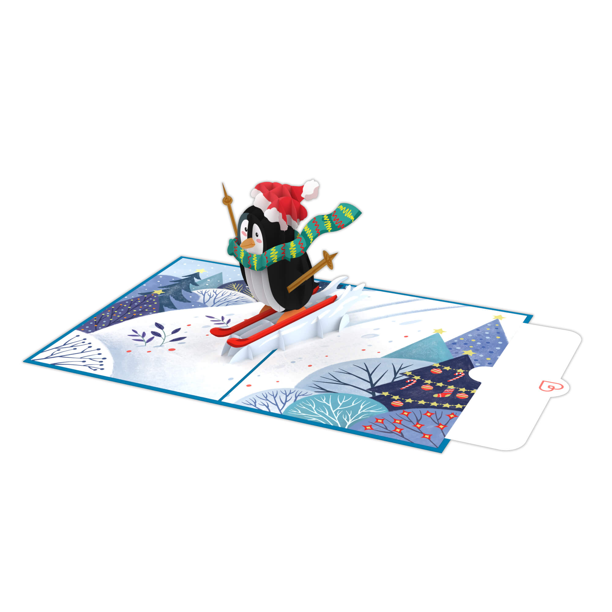 Penguin on ski Pop-Up Card