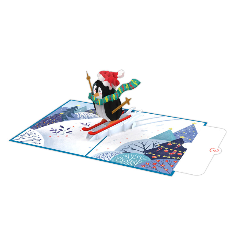 Penguin on ski Pop-Up Card