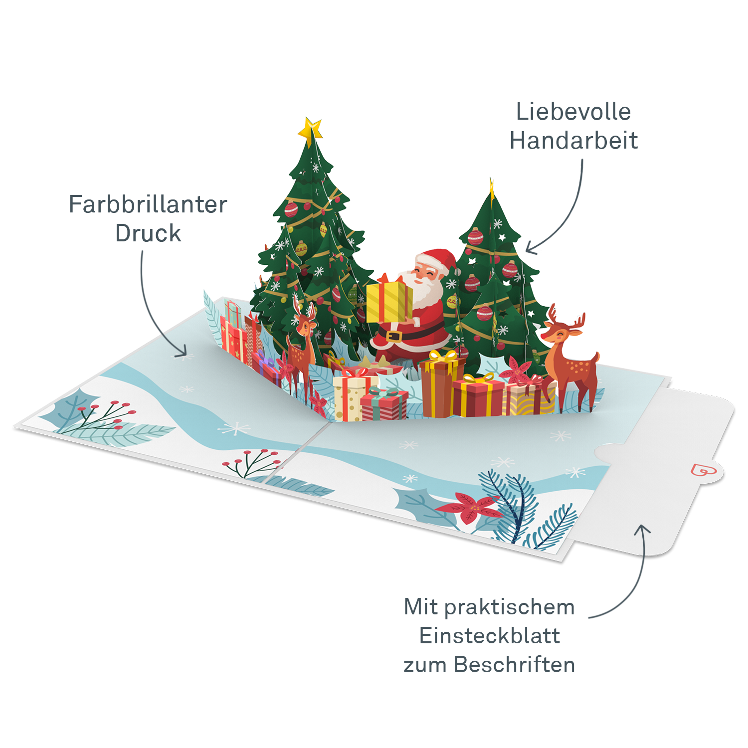 Santa Claus & Reindeer Pop-Up Card