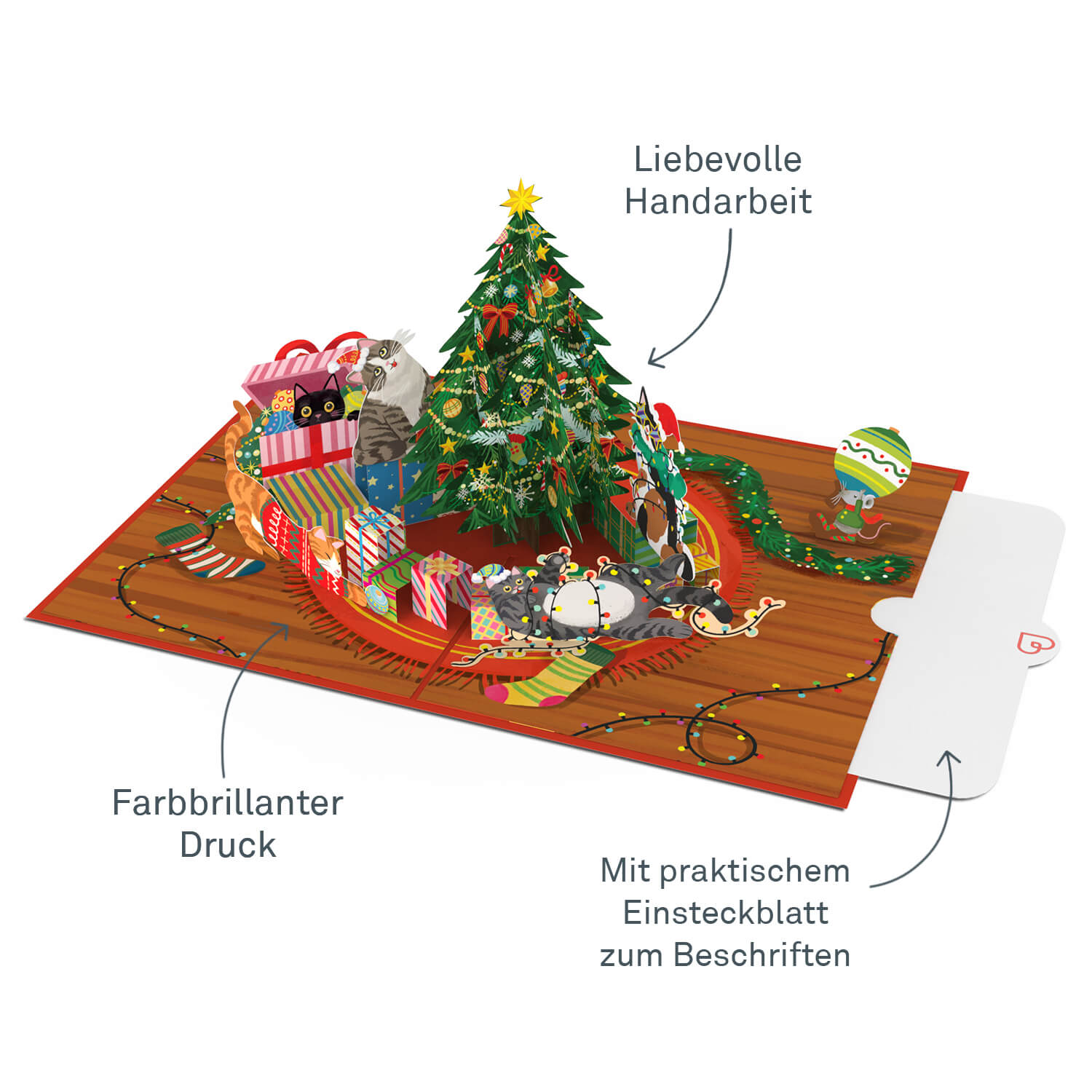 Christmas Tree with Cats Pop-Up Card