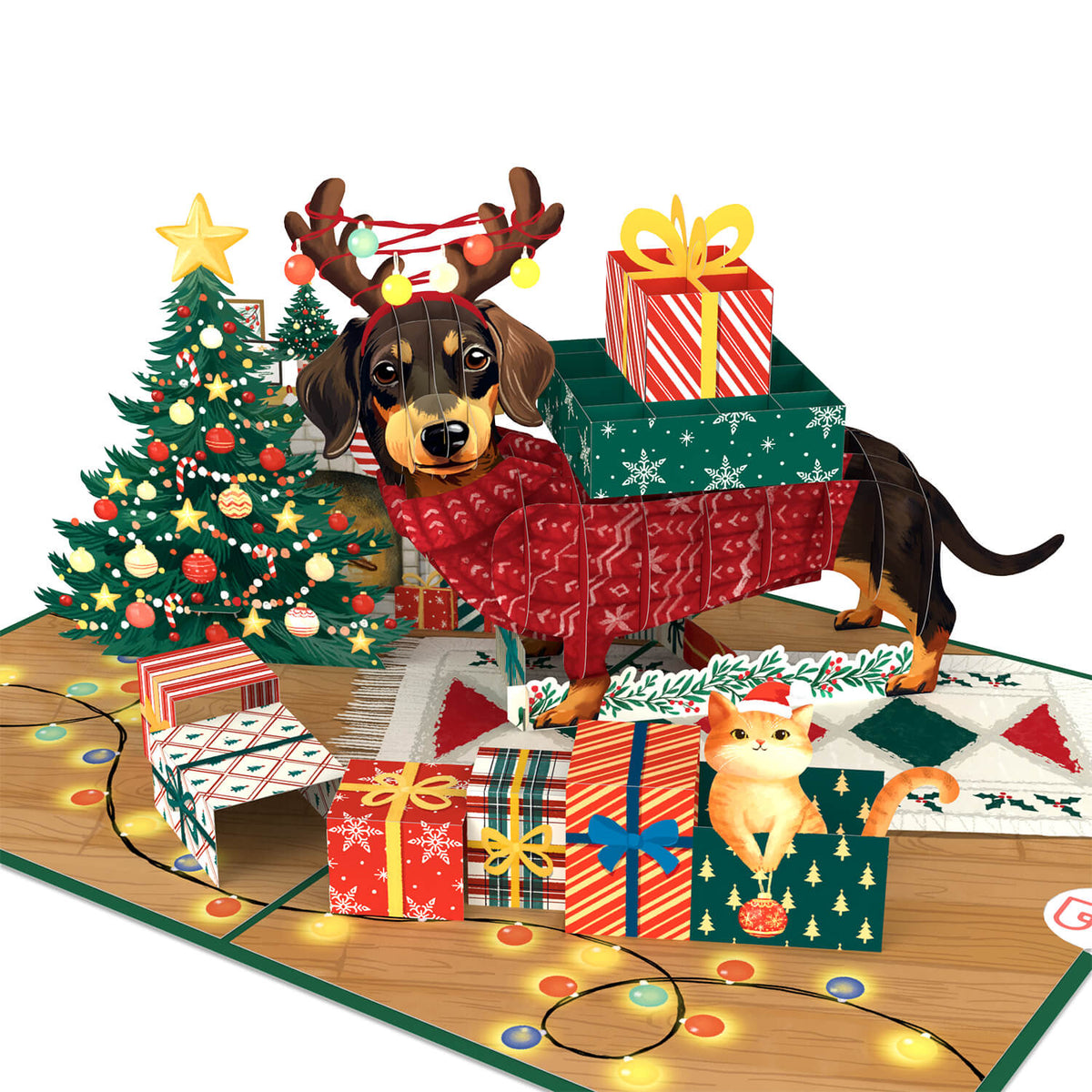 Weihnachtsdackel Pop-Up Karte