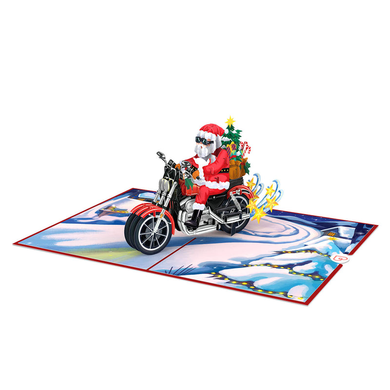 Santa Claus on a motorcycle Pop-Up Card