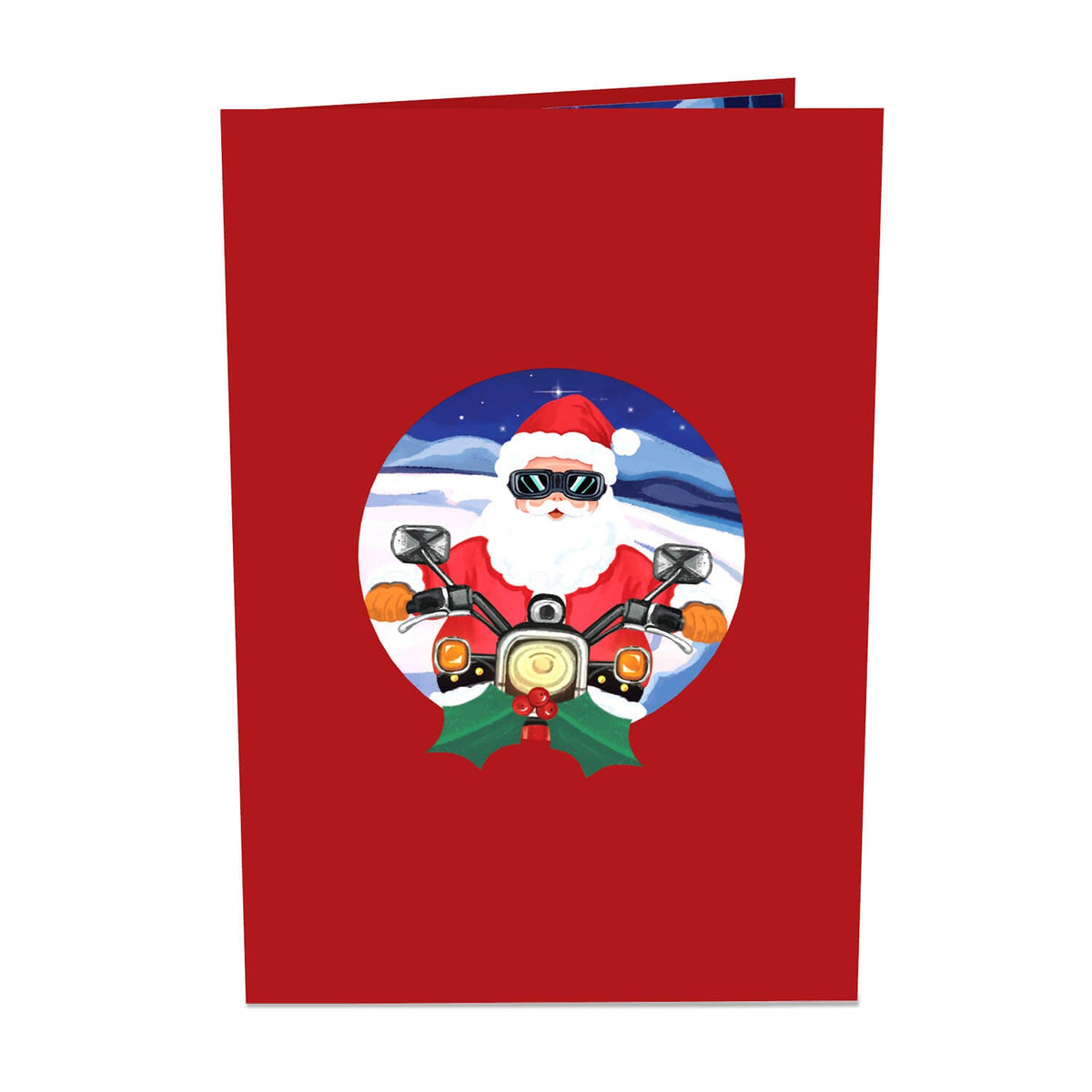 PopShots Studios Pop-Up Weihnachtskarte 3D – Santa Im Auto, 16x16 Cm, Mit Bewegungsmechanismus