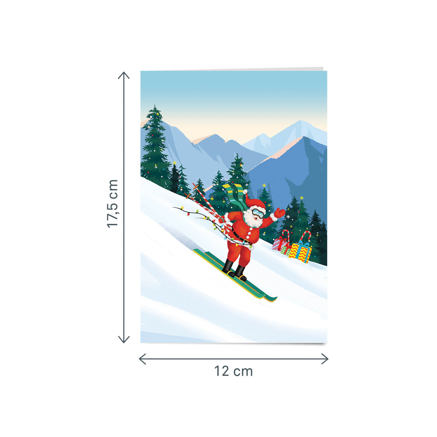 Santa Claus on Skis Pop-Up Card