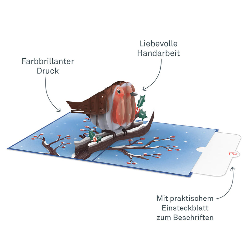 Robins in winter Pop-Up Card
