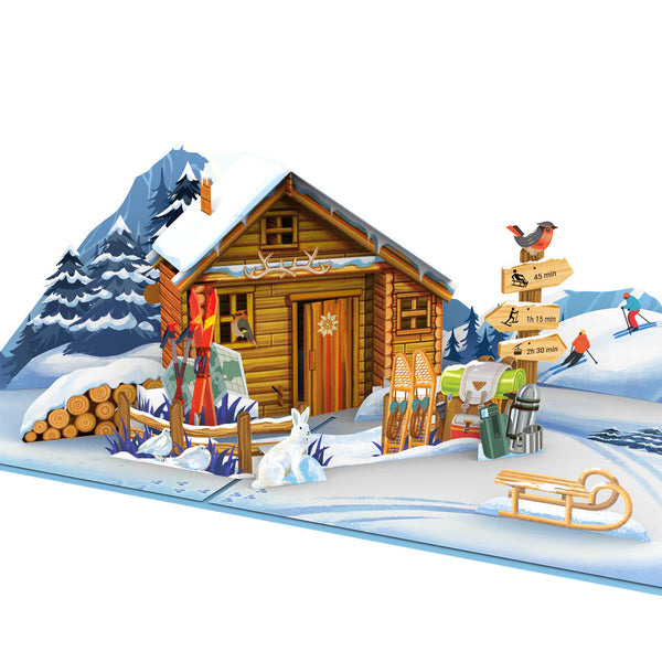 Winter Cabin Pop-Up Card