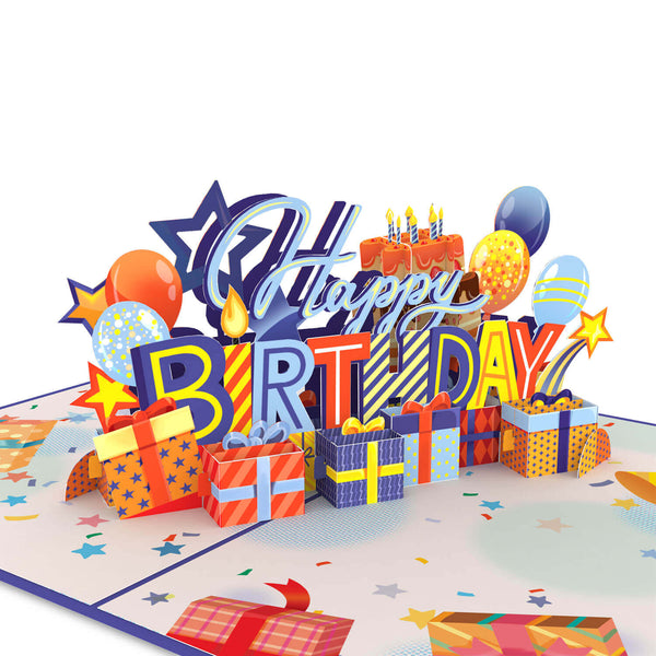 Happy Birthday (Blau) Pop-Up Card