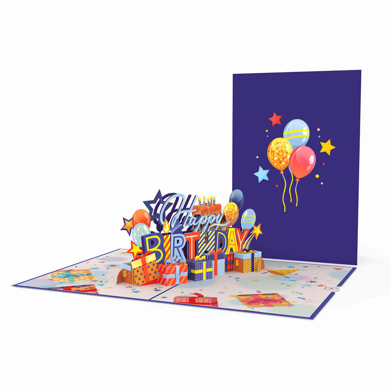 Happy Birthday (Blau) Pop-Up Card