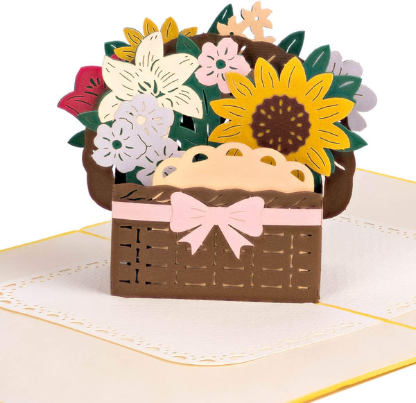 Flower basket with bow Pop-Up Card