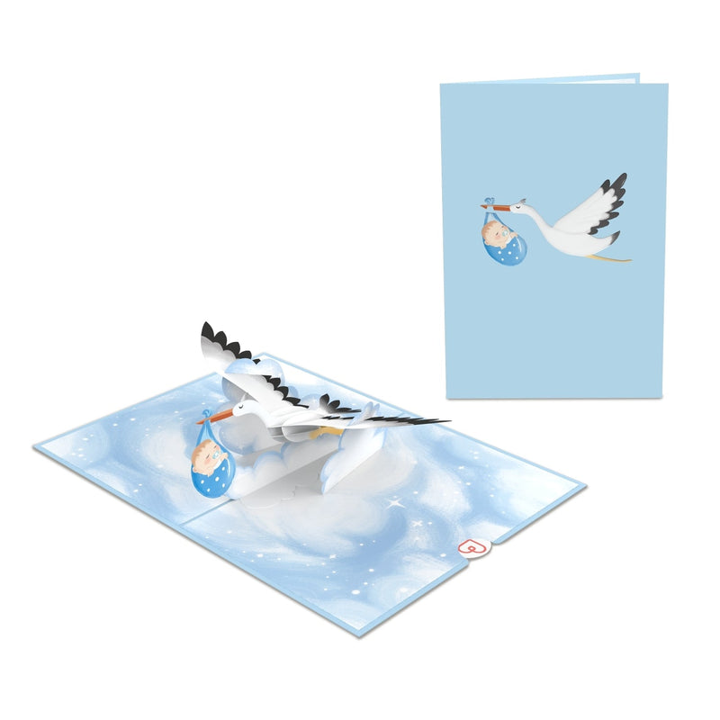 Stork & Baby (Blue) Pop-Up Card