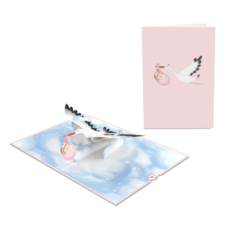 Stork & Baby (Pink) Pop-Up Card