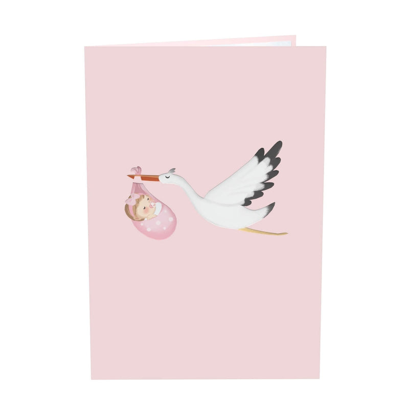 Stork & Baby (Pink) Pop-Up Card