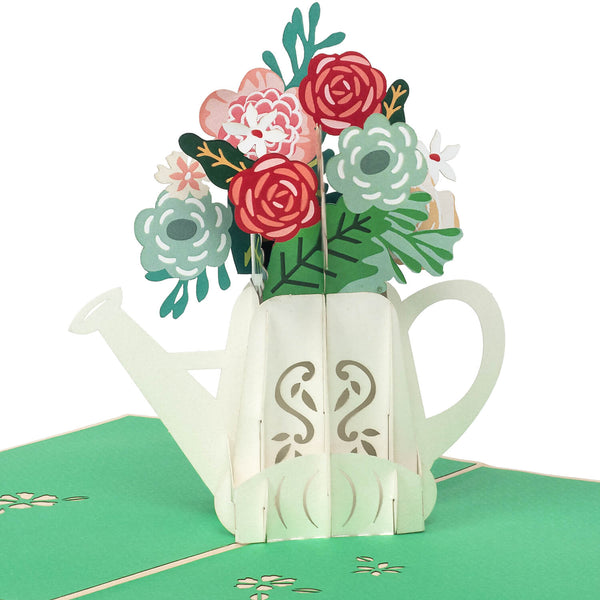 Bouquet of flowers in watering Pop-Up Card