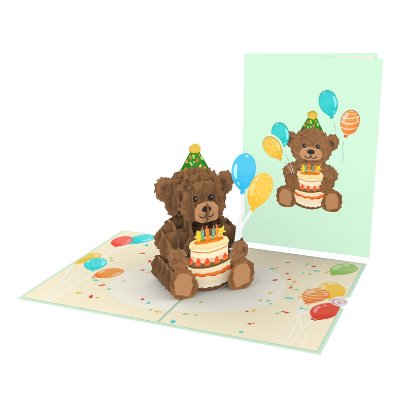 Teddy with birthday cake Pop-Up Card