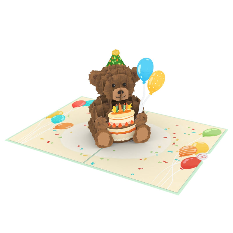 Teddy with birthday cake Pop-Up Card
