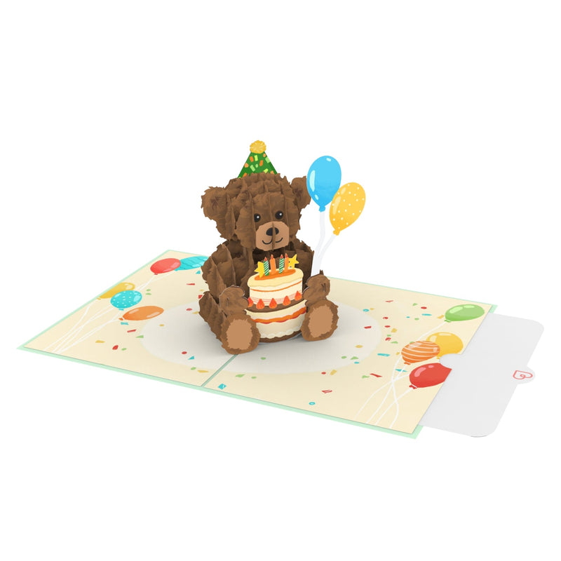 Teddy with birthday cake Pop-Up Card