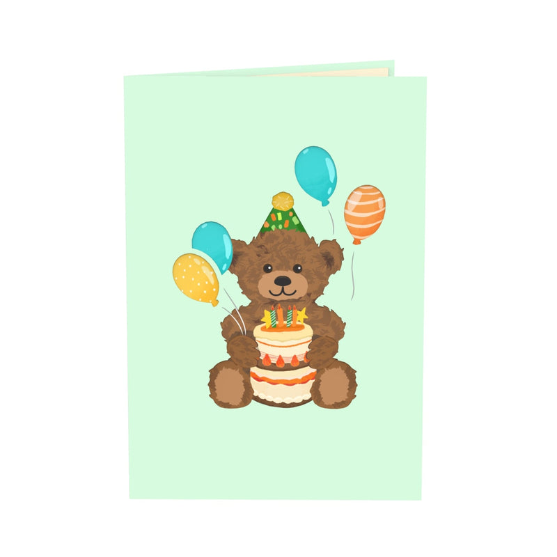 Teddy with birthday cake Pop-Up Card