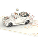 Wedding car with lesbian bride and groom Pop-Up Card