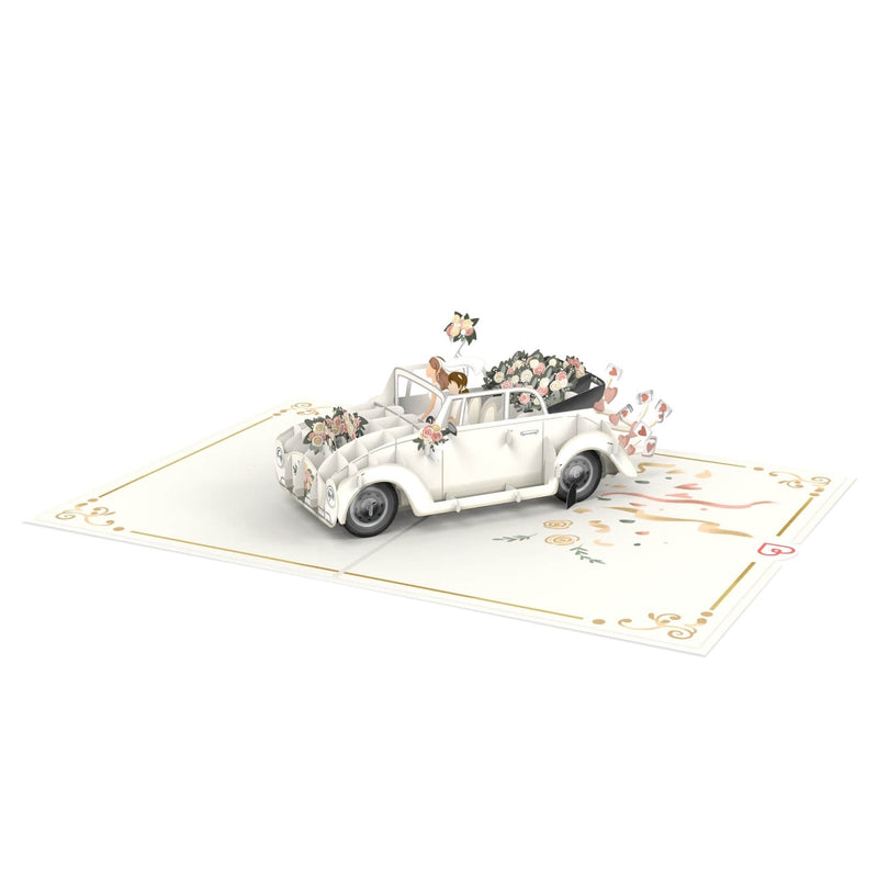 Wedding car with lesbian bride and groom Pop-Up Card