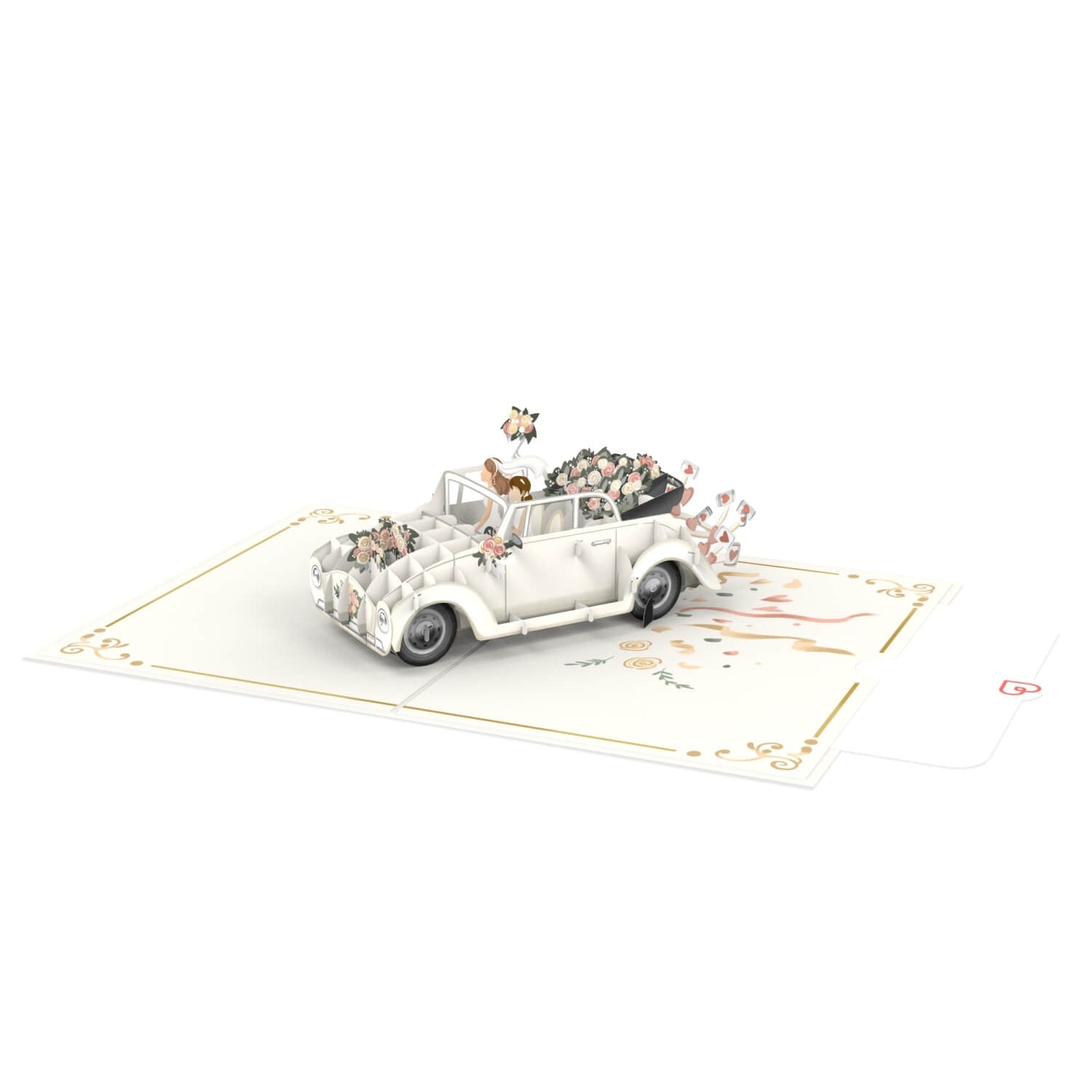 Wedding car with lesbian bride and groom Pop-Up Card